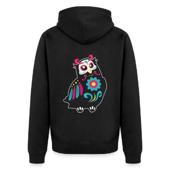 Dia de Los Muertos Eule Eulen Mexiko - Unisex Premium Bio Zip Hoodie - Schwarz - Hinten - Nico (187cm)