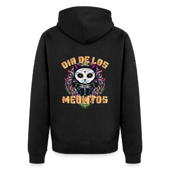 Dia de Los Meowtos Cat Mexico - Unisex Premium Organic Zip Hoodie - black - Back - Nico (187cm)