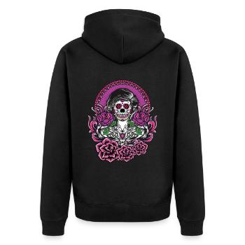 Dia de Los Muertos Tattoo Mexico - Unisex Premium Organic Zip Hoodie - black - Back - Nico (187cm)