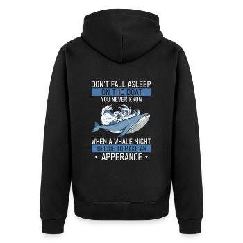 Orca Beobachtung für Buckelwale und Meerwale - Unisex Premium Bio Zip Hoodie - Schwarz - Hinten - Nico (187cm)
