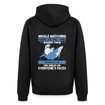 Ozean Meer Wal Zitat für Wal Meeressäugetiere - Unisex Premium Bio Zip Hoodie - Schwarz - Hinten - Nico (187cm)
