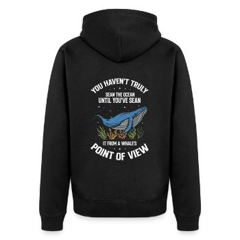 Orca Beobachtung für Buckelwale und Meerwale - Unisex Premium Bio Zip Hoodie - Schwarz - Hinten - Nico (187cm)