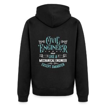 Civil Engineer Noun Like A Mechanical Construction - Unisex Premium Bio Zip Hoodie - Schwarz - Hinten - Nico (187cm)