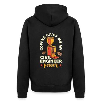 Civil Engineer Coffee Gives Me My Civil Contractor - Unisex Premium Bio Zip Hoodie - Schwarz - Hinten - Nico (187cm)