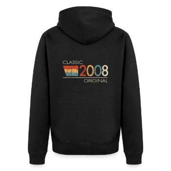 2008 Birthday Classic Original - Unisex Premium Organic Zip Hoodie - black - Back - Nico (187cm)