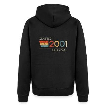 2001 Birthday Classic Original - Unisex Premium Organic Zip Hoodie - black - Back - Nico (187cm)