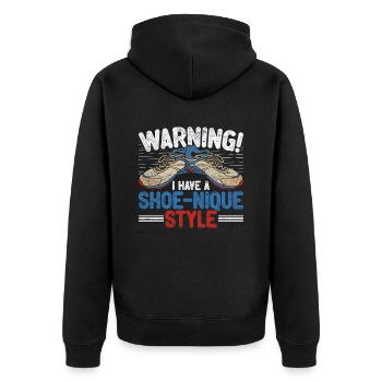 Avertissement de collectionneur de baskets J’ai un style de chaussure - Veste à capuche bio Premium Unisexe - noir - Dos - Nico (187cm)