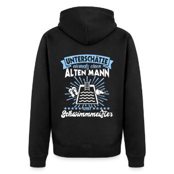 Schwimmmeister Bademeister - Unisex Premium Bio Zip Hoodie - Schwarz - Hinten - Nico (187cm)