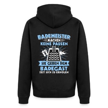 Schwimmmeister Bademeister - Unisex Premium Bio Zip Hoodie - Schwarz - Hinten - Nico (187cm)
