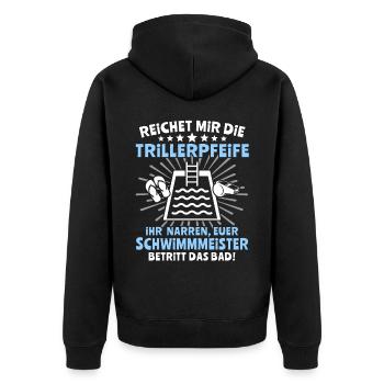 Schwimmmeister Bademeister - Unisex Premium Bio Zip Hoodie - Schwarz - Hinten - Nico (187cm)