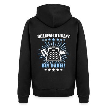 Schwimmmeister Bademeister - Unisex Premium Bio Zip Hoodie - Schwarz - Hinten - Nico (187cm)