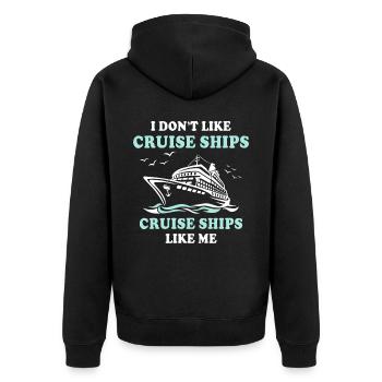 Kreuzfahrtschiff Kreuzfahrt - Unisex Premium Bio Zip Hoodie - Schwarz - Hinten - Nico (187cm)