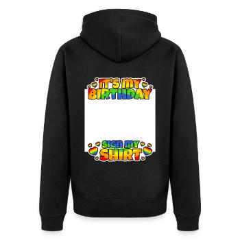 It's My Birthday Sign My Shirt - Unisex Premium Bio Zip Hoodie - Schwarz - Hinten - Nico (187cm)