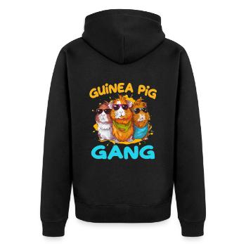 Guinea Pig Gang für eine Meerschweinchen - Unisex Premium Bio Zip Hoodie - Schwarz - Hinten - Nico (187cm)