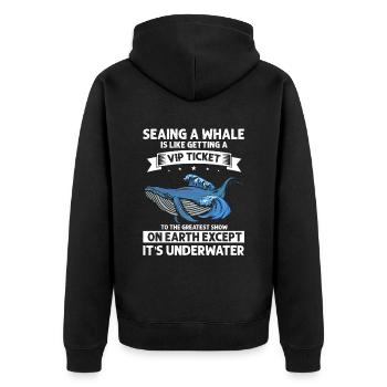 Orca Beobachtung für Buckelwale und Meerwale - Unisex Premium Bio Zip Hoodie - Schwarz - Hinten - Nico (187cm)