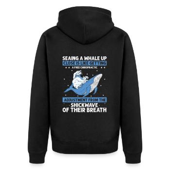 Orca Beobachtung für Buckelwale und Meerwale - Unisex Premium Bio Zip Hoodie - Schwarz - Hinten - Nico (187cm)