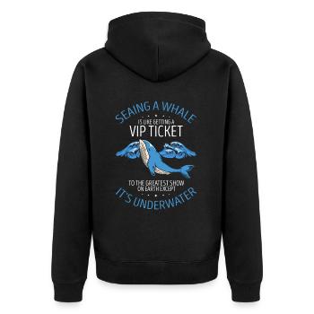 Meeressäuger für Orca-Beobachtung und Buckelwal - Unisex Premium Bio Zip Hoodie - Schwarz - Hinten - Nico (187cm)