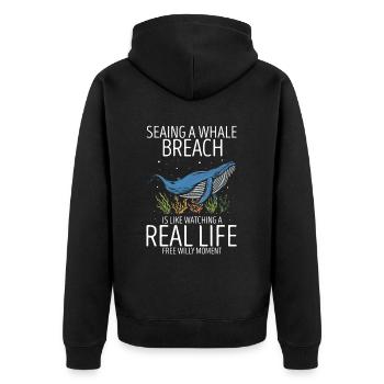 Ozean Meer Wal Zitat für Wal Meeressäugetiere - Unisex Premium Bio Zip Hoodie - Schwarz - Hinten - Nico (187cm)