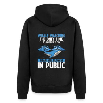 Meeressäuger für Orca-Beobachtung und Buckelwal - Unisex Premium Bio Zip Hoodie - Schwarz - Hinten - Nico (187cm)