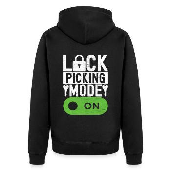 Schlüsseldienst Locksmith Dietrich - Unisex Premium Bio Zip Hoodie - Schwarz - Hinten - Nico (187cm)