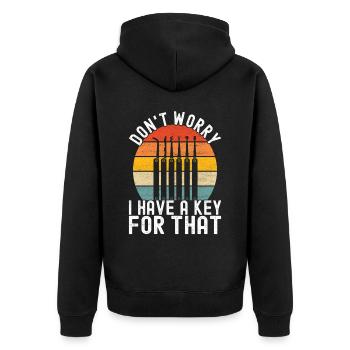 Schlüsseldienst Locksmith Dietrich - Unisex Premium Bio Zip Hoodie - Schwarz - Hinten - Nico (187cm)