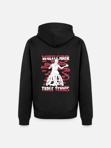 Tischtennis Pingpong Rollstuhl - Unisex Premium Bio Zip Hoodie - Schwarz