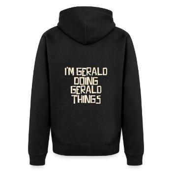 I'm Gerald doing Gerald things - Unisex Premium Organic Zip Hoodie - black - Back - Nico (187cm)