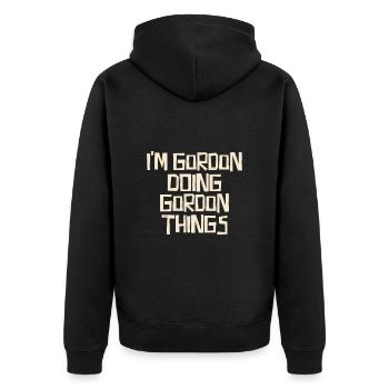Je suis Gordon en train de faire des choses Gordon - Veste à capuche bio Premium Unisexe - noir - Dos - Nico (187cm)