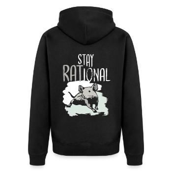 Rat Stay RATional Be RAtional Rat Lover - Unisex Premium Organic Zip Hoodie - black - Back - Nico (187cm)