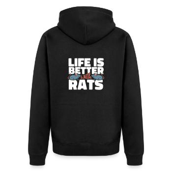 Rat life is better with rat life rats - Unisex Premium Organic Zip Hoodie - black - Back - Nico (187cm)