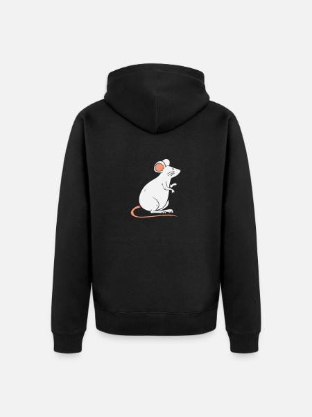 Rat Solo Zittende Witte Rat Houdt van Rat - Uniseks Premium bio ziphoodie - zwart