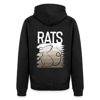 Ratte Schatten Ratten Farbe Faded Shadow Rat - Unisex Premium Bio Zip Hoodie - Schwarz - Hinten - Nico (187cm)