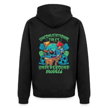 Underground Film, Independent Cinema, Horror - Unisex Premium Bio Zip Hoodie - Schwarz - Hinten - Nico (187cm)