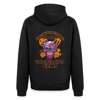 Underground Film, Independent Cinema, Horror - Unisex Premium Bio Zip Hoodie - Schwarz - Hinten - Nico (187cm)