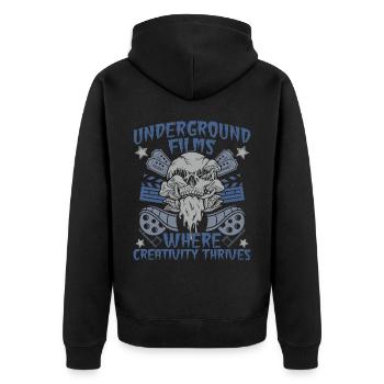 Underground Film, Independent Cinema, Horror - Unisex Premium Bio Zip Hoodie - Schwarz - Hinten - Nico (187cm)