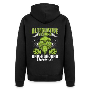 Underground Film, Independent Cinema, Horror - Unisex Premium Bio Zip Hoodie - Schwarz - Hinten - Nico (187cm)