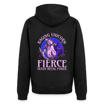 Goth Rock Satan Einhorn Festivals Death Metal - Unisex Premium Bio Zip Hoodie - Schwarz - Hinten - Nico (187cm)