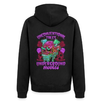 Underground Film, Independent Cinema, Horror - Unisex Premium Bio Zip Hoodie - Schwarz - Hinten - Nico (187cm)