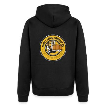 Man I Love Forklifts Forklift Driver - Unisex Premium Organic Zip Hoodie - black - Back - Nico (187cm)