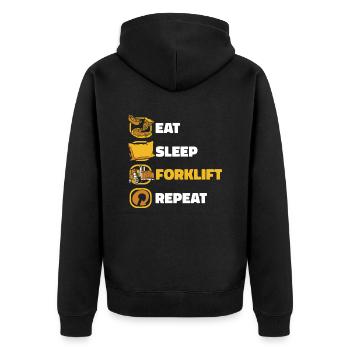 Eat Sleep Forklift Repeat Forklift Driver - Unisex Premium Organic Zip Hoodie - black - Back - Nico (187cm)
