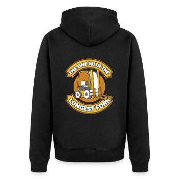 The One With The Longest Fork Rough Terrain Forklift - Unisex Premium Organic Zip Hoodie - black - Back - Nico (187cm)