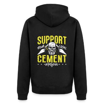 Finition de béton Soutenez votre ciment Mason local - Veste à capuche bio Premium Unisexe - noir - Dos - Nico (187cm)