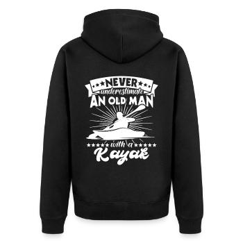 Kayaking - Unisex Premium Bio Zip Hoodie - Schwarz - Hinten - Nico (187cm)