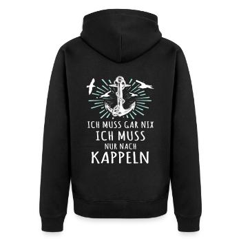 Kappeln Sprüche Kappelner Spruch - Unisex Premium Bio Zip Hoodie - Schwarz - Hinten - Nico (187cm)
