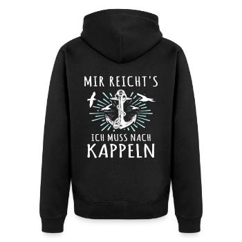 Kappeln Sprüche Kappelner - Unisex Premium Bio Zip Hoodie - Schwarz - Hinten - Nico (187cm)