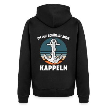 Kappeln Kappelner Spruch - Unisex Premium Bio Zip Hoodie - Schwarz - Hinten - Nico (187cm)