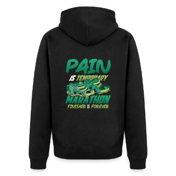 Marathon-Finisher, Ist Für Immer Marathon-Läufer - Unisex Premium Bio Zip Hoodie - Schwarz - Hinten - Nico (187cm)