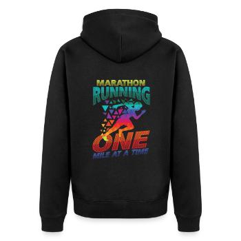 Marathon, un kilomètre à la fois Marathon - Veste à capuche bio Premium Unisexe - noir - Dos - Nico (187cm)