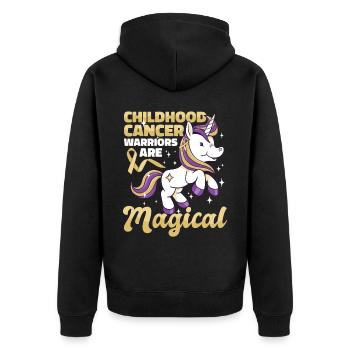 Childhood Cancer Warriors Are Magical - Unisex Premium Organic Zip Hoodie - black - Back - Nico (187cm)