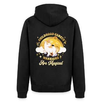 Childhood Cancer Warriors Are Magical - Unisex Premium Organic Zip Hoodie - black - Back - Nico (187cm)